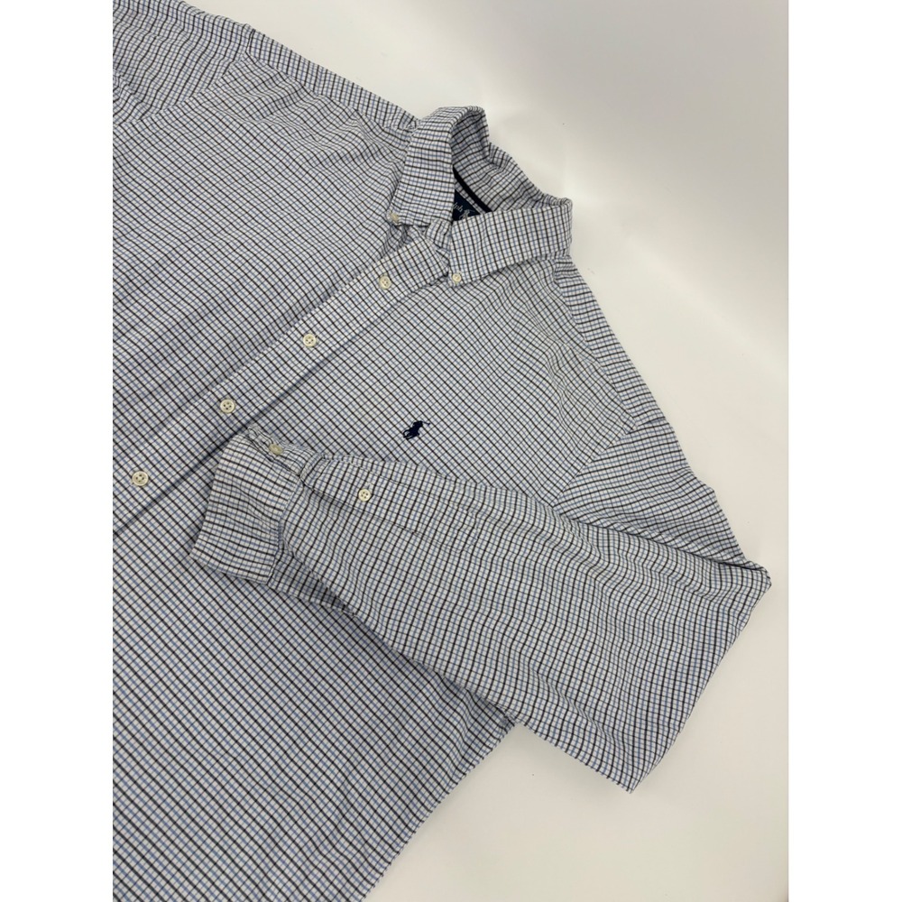 Polo Ralph Lauren Mens XL Classic Fit Blue Check Button Down Shirt Long Sleeve